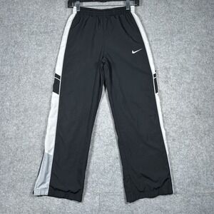 Vintage Nike Track Pants Womens Size‎ Large Black Side Stripe Ankle Zip Wide Leg